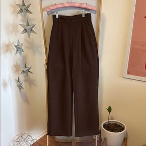 Brown High-Waisted Wide Leg Trousers